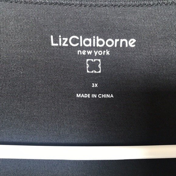 Liz Claiborne T Shirt Sz3X Black Long Sleeves V Neck Simple Design Pre-Owned - Picture 5 of 9